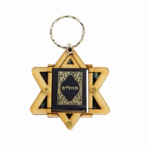 Star of David key chain with psalms
